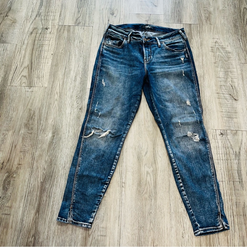 Silver Jeans Avery Skinny Split hem Distressed ankle Skinny Jeans size 31
